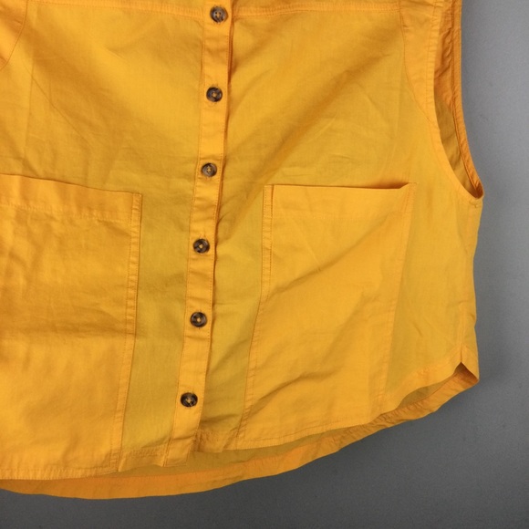 Free People Oversized Sleeveless Button Front Patch Pocket Yellow Top Size Small - Picture 8 of 11